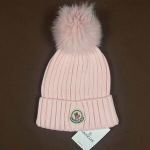 Moncler Pink Knit Beanie w/ Pom Pom – Women’s – New